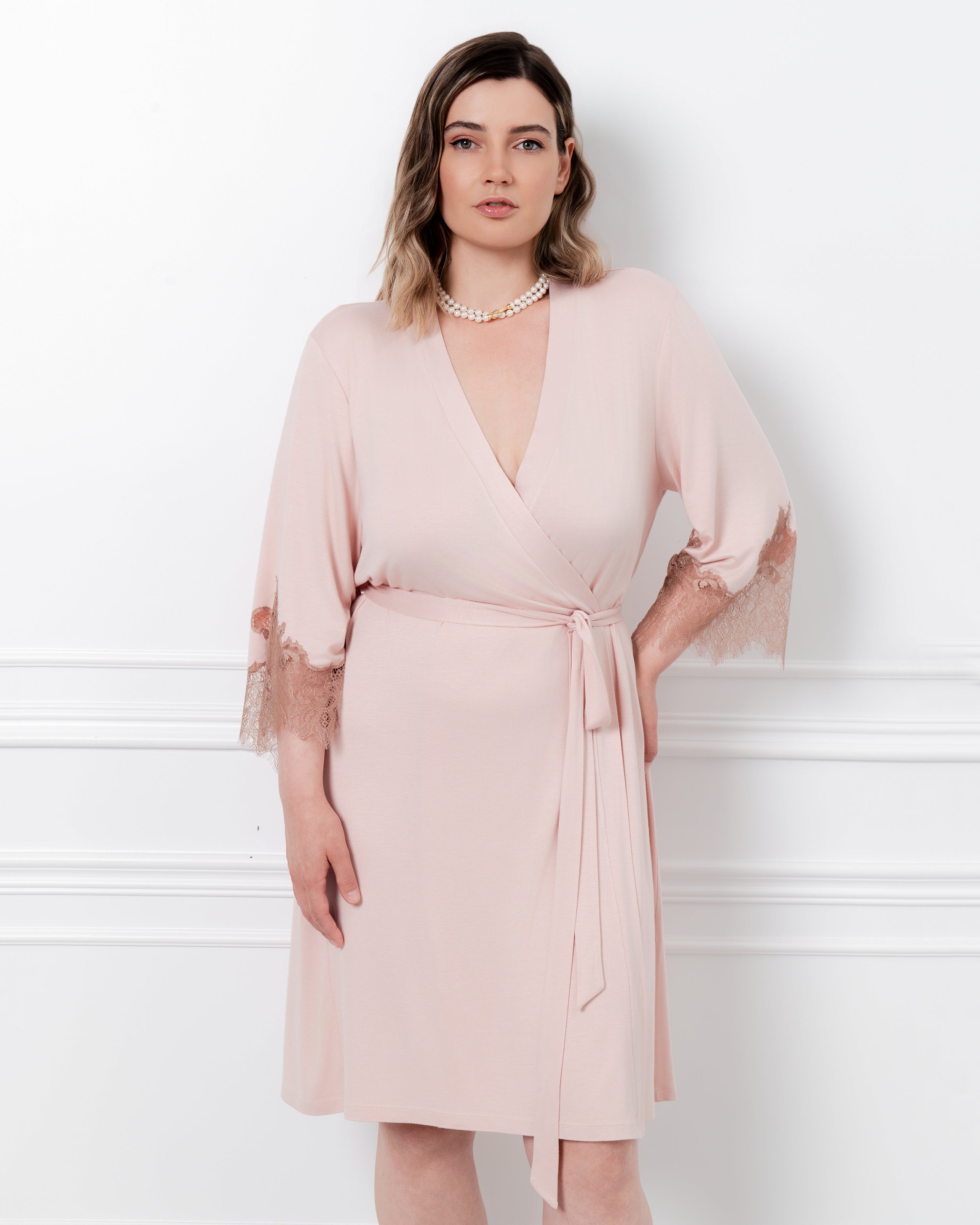 Bamboo 3/4 sleeve Robe 03340 sepia rose