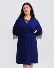 Bamboo 3/4 sleeve Robe 03340 navy