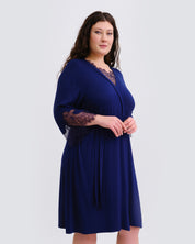 Bamboo 3/4 sleeve Robe 03340 navy
