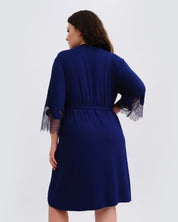 Bamboo 3/4 sleeve Robe 03340 navy