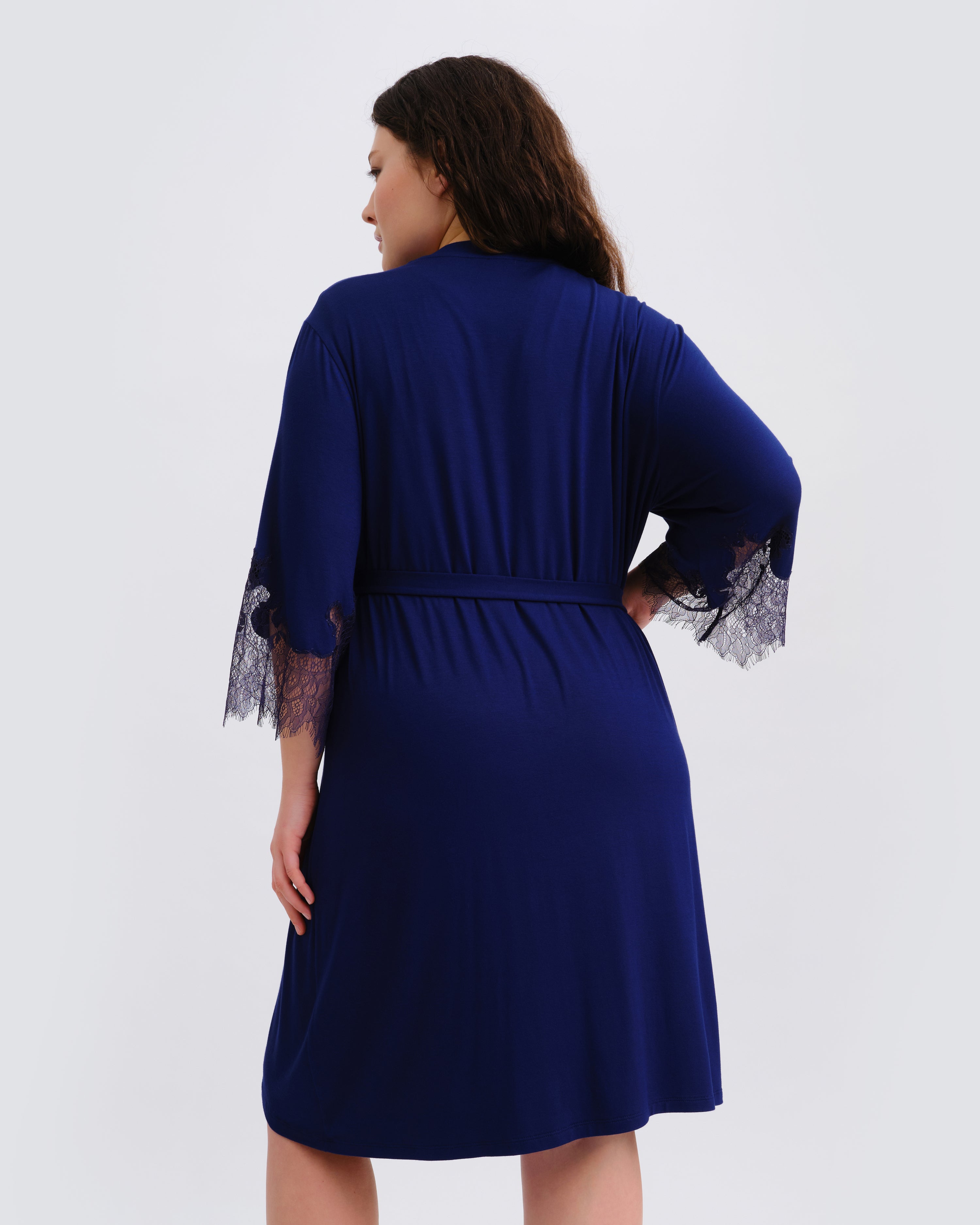 Bamboo 3/4 sleeve Robe 03340 navy