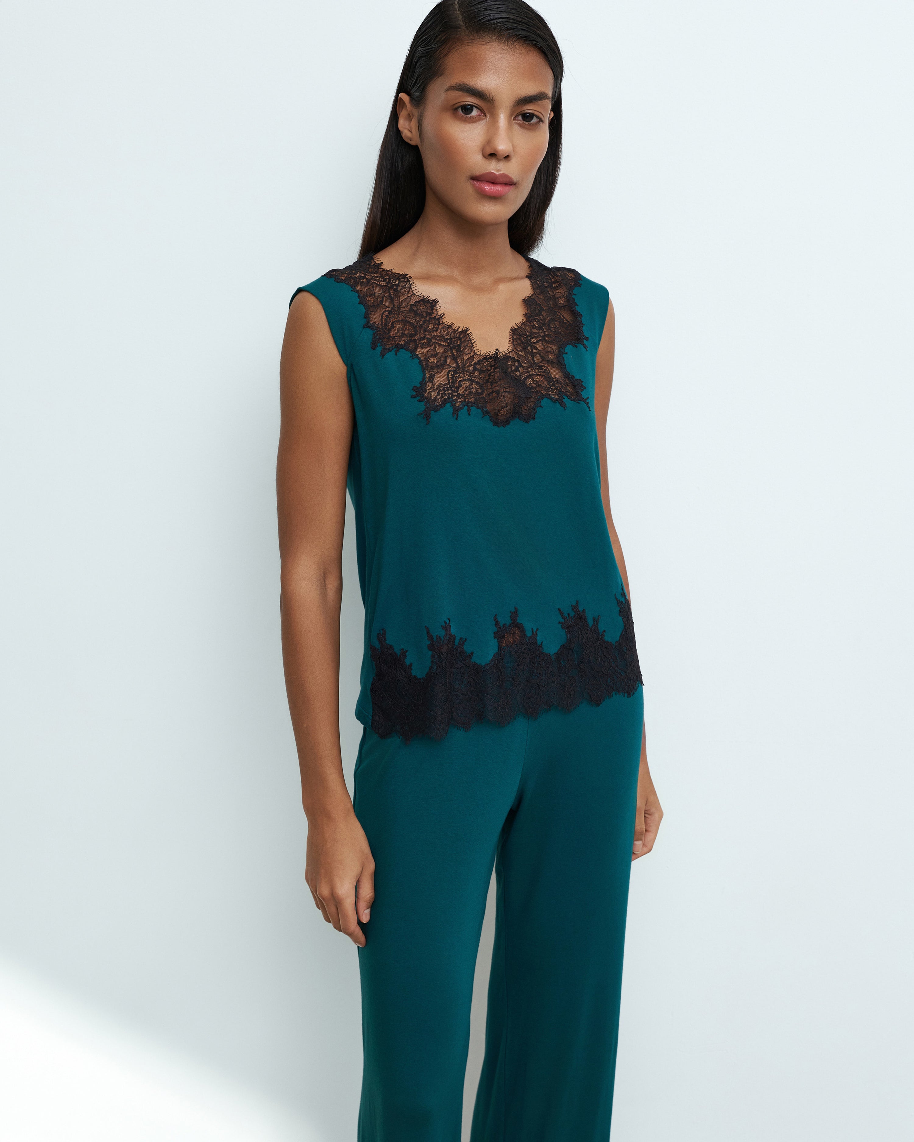 Bamboo cap-sleeve Pajama 03341 midnight pine