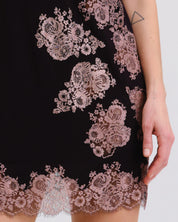Bamboo Chemise spaghetti strap 03346 black/mauve lace