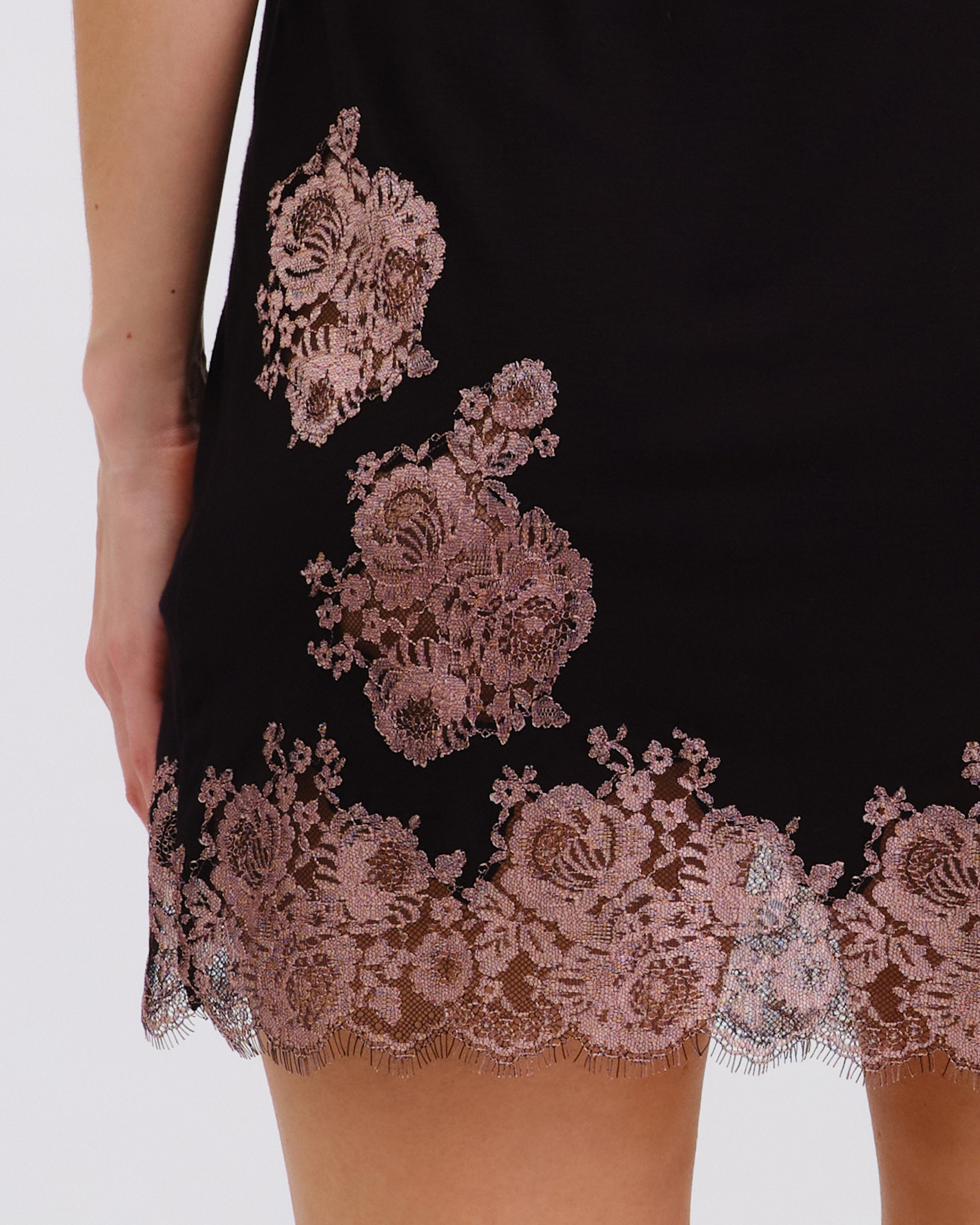 Bamboo Chemise spaghetti strap 03346 black/mauve lace