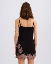 Bamboo Chemise spaghetti strap 03346 black/mauve lace