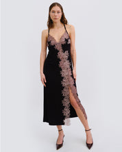 Bamboo Nightgown 03347 black/mauve lace