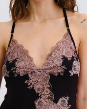 Bamboo Nightgown 03347 black/mauve lace
