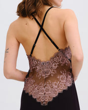Bamboo Nightgown 03347 black/mauve lace