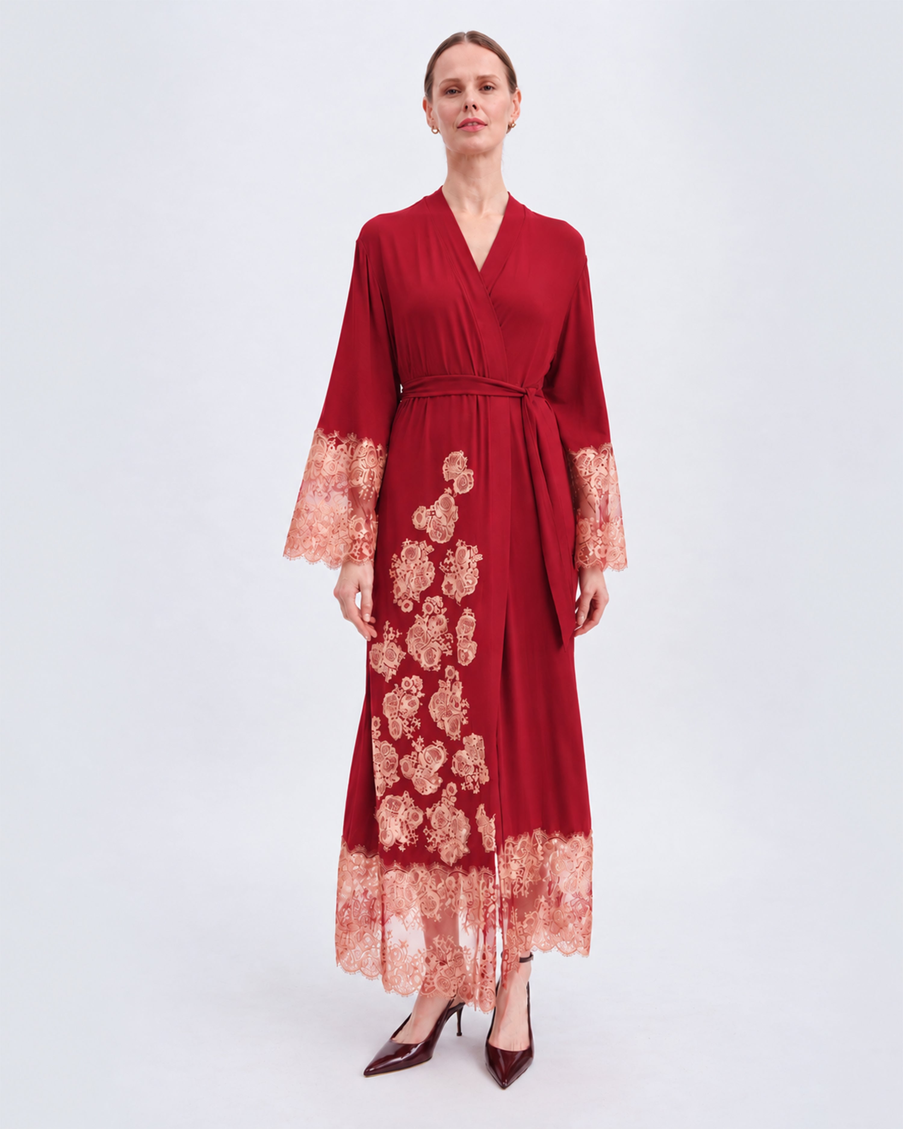 Bamboo long sleeve Robe 03348 wine red
