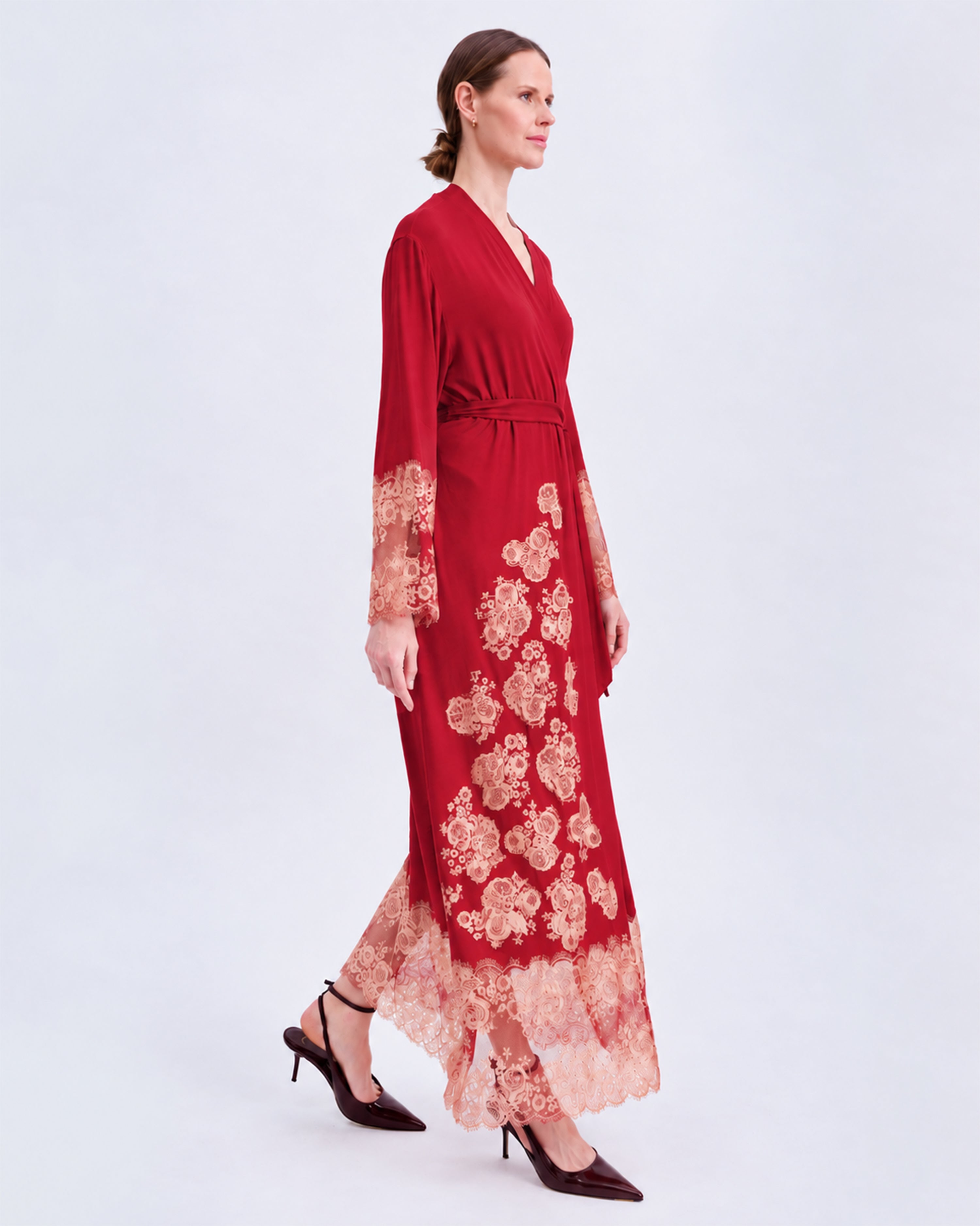 Bamboo long sleeve Robe 03348 wine red