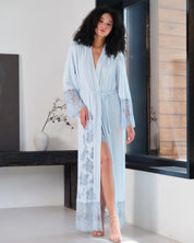 Bamboo long sleeve Robe 03348 icy blue