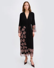 Bamboo long sleeve Robe 03348 black/mauve lace
