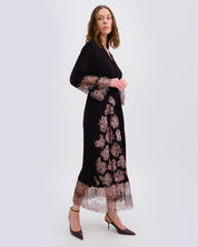 Bamboo long sleeve Robe 03348 black/mauve lace