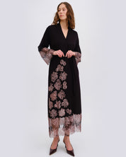 Bamboo long sleeve Robe 03348 black/mauve lace