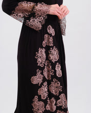 Bamboo long sleeve Robe 03348 black/mauve lace