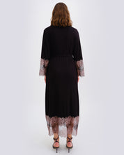 Bamboo long sleeve Robe 03348 black/mauve lace