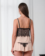 Bamboo cami shorts Set 03352 beige noir