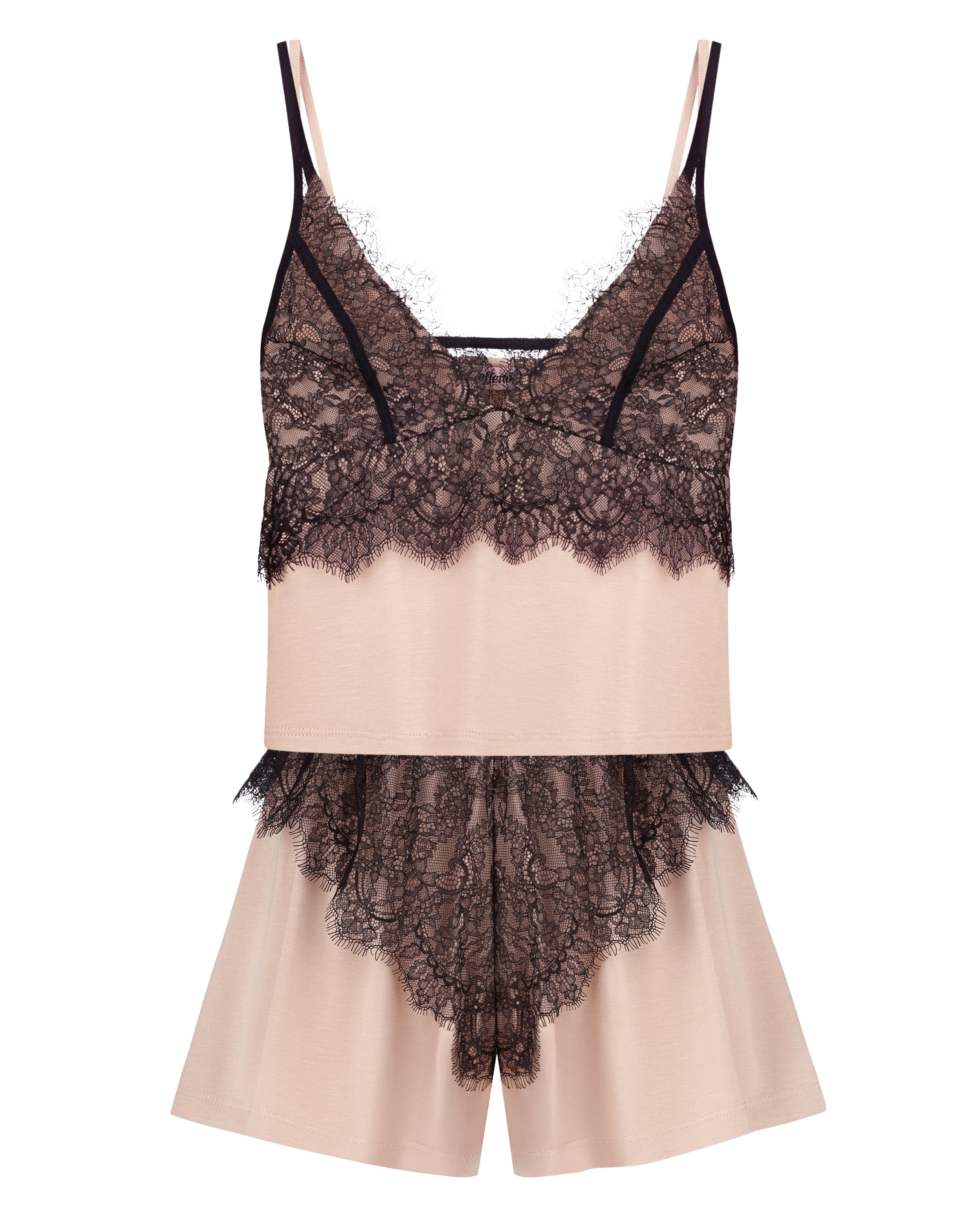 Bamboo cami shorts Set 03352 beige noir