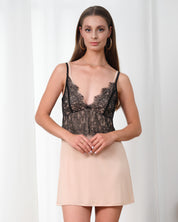 Bamboo Chemise spaghetti strap 03353 beige noir