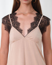 Bamboo Chemise cap-sleeve 03354 beige noir