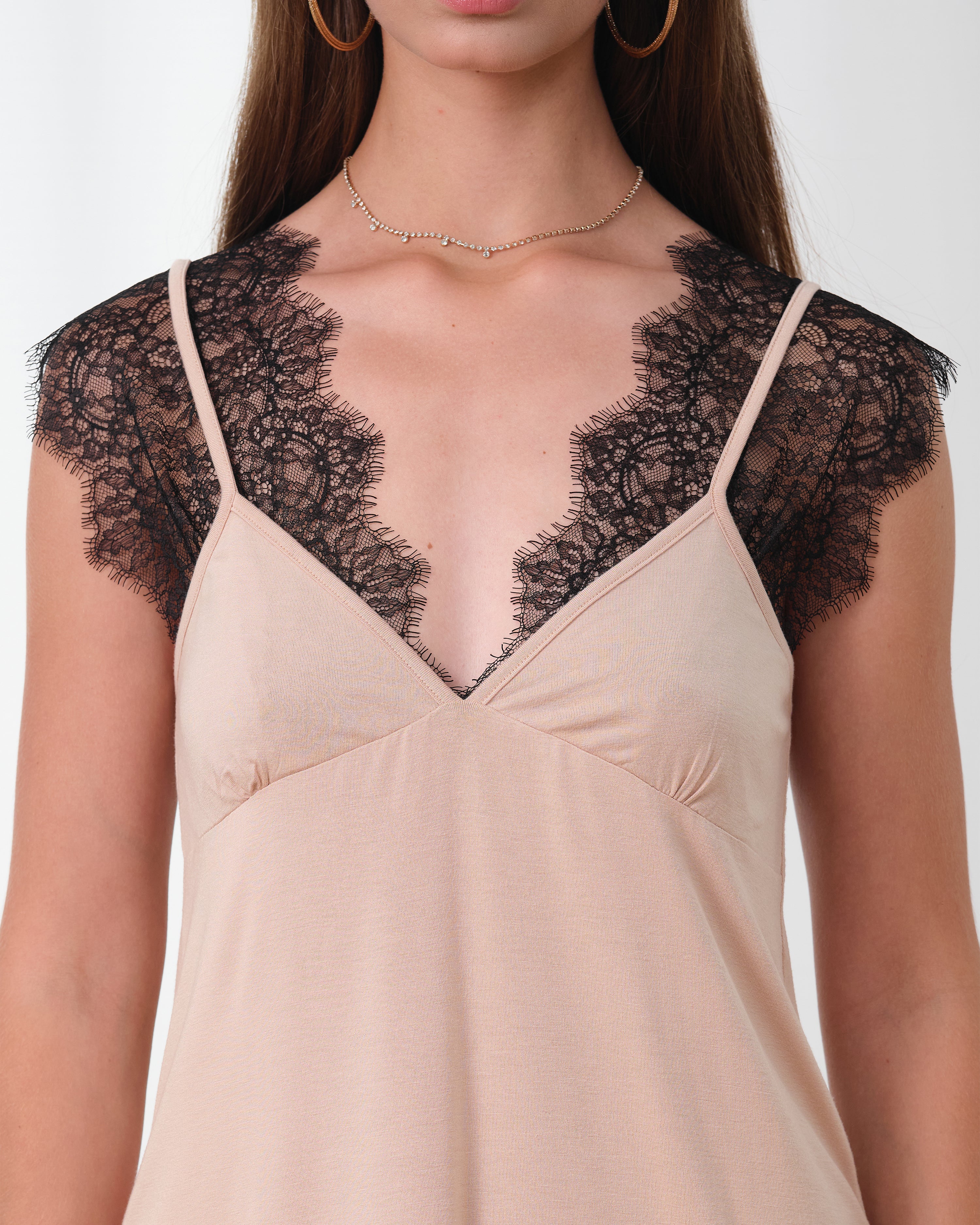 Bamboo Chemise cap-sleeve 03354 beige noir