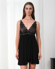 Bamboo Chemise spaghetti strap 03355 black