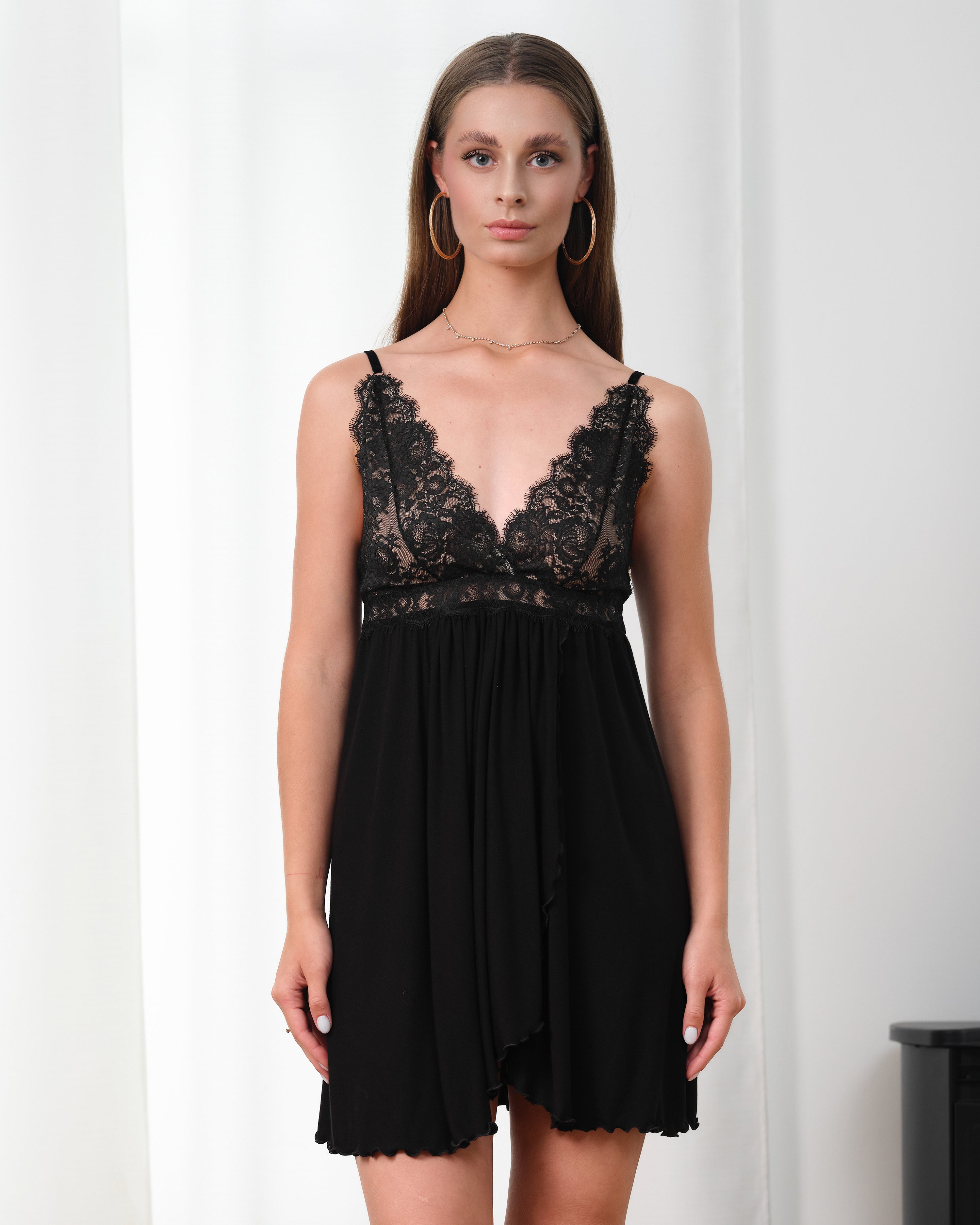 Bamboo Chemise spaghetti strap 03355 black