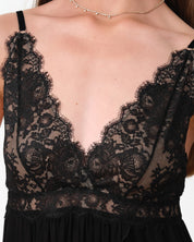 Bamboo Chemise spaghetti strap 03355 black