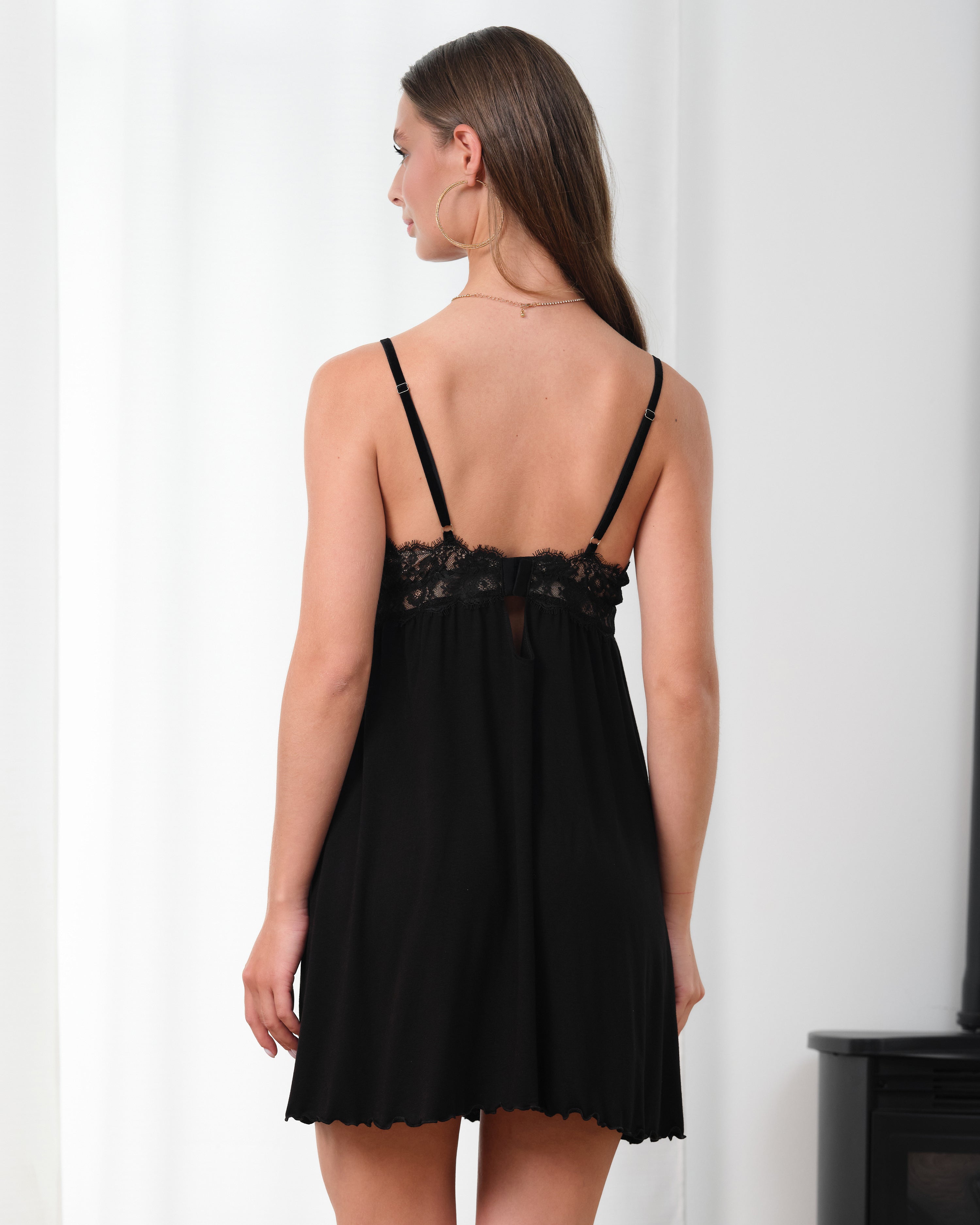 Bamboo Chemise spaghetti strap 03355 black