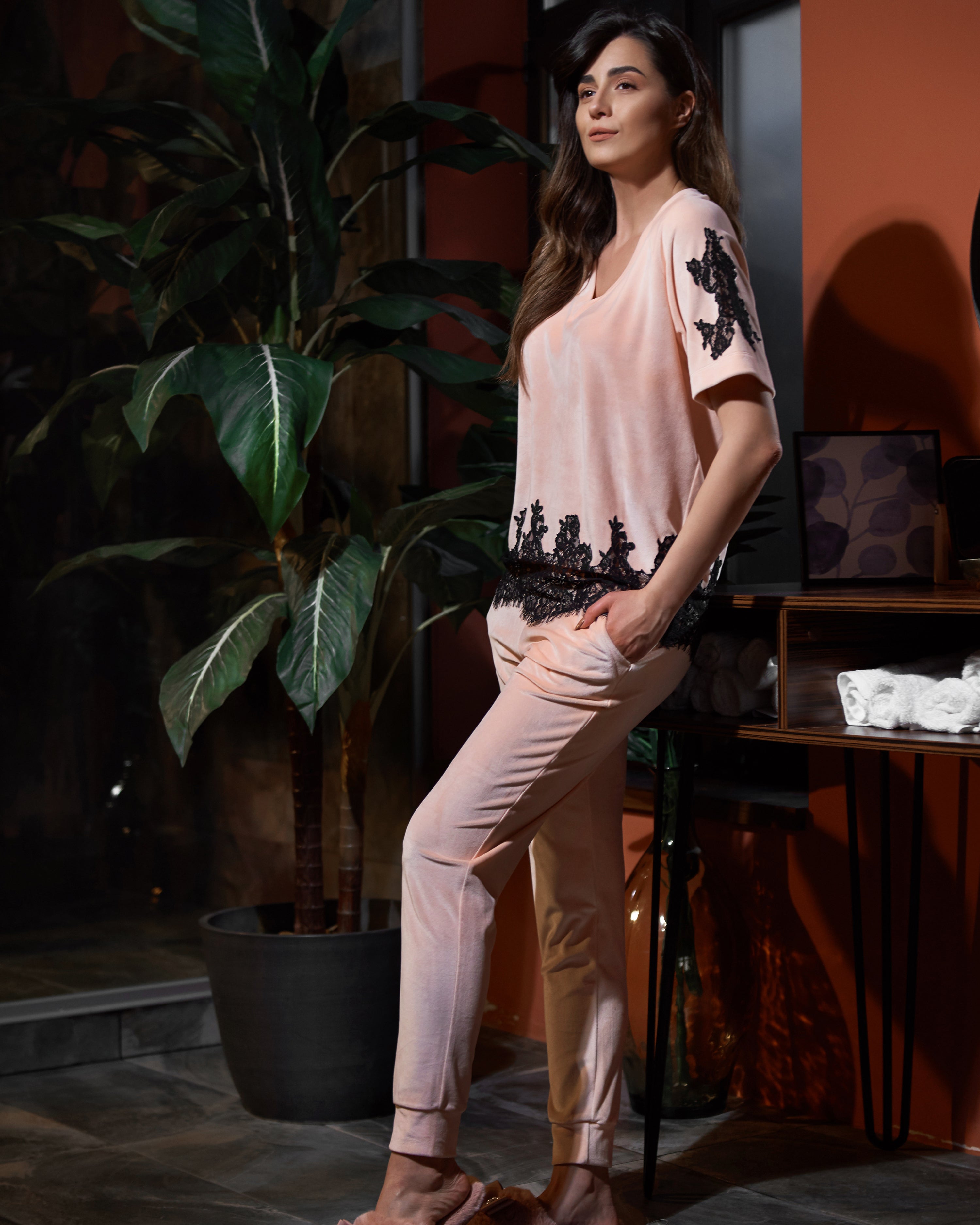 Velour home Set 0380 peach