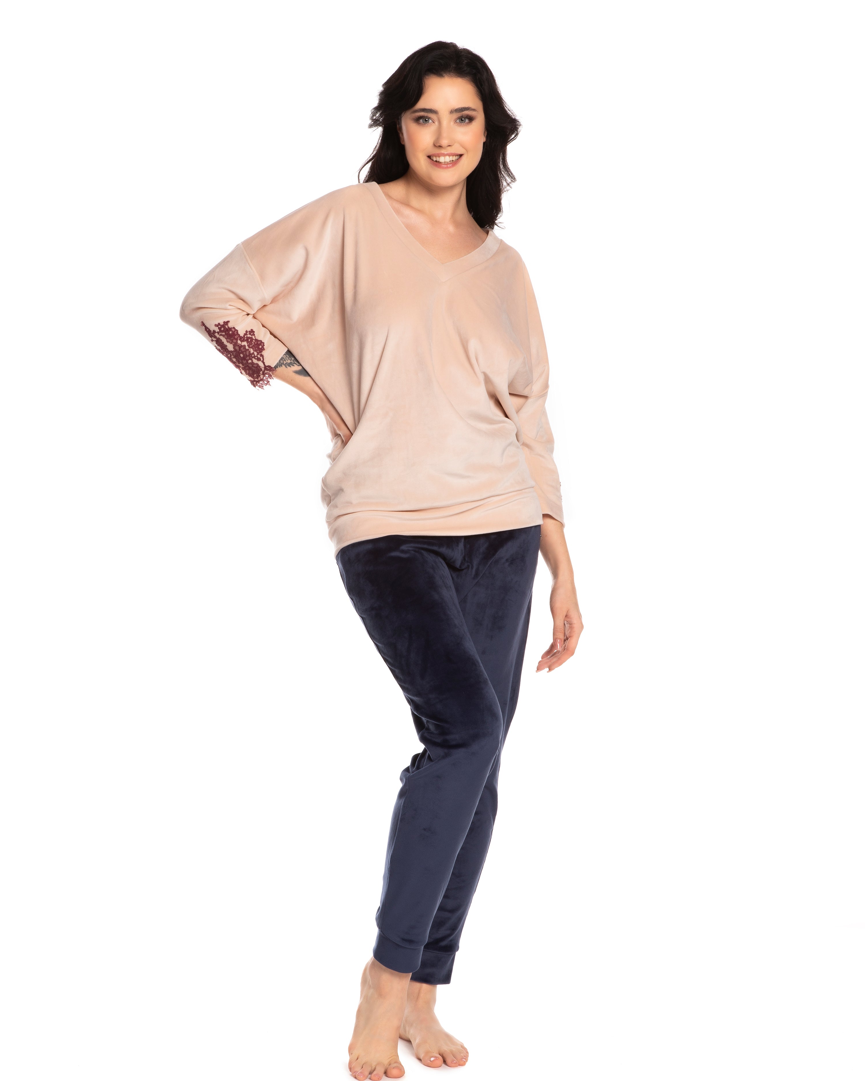 Velour home Set 0386 ecru/marsal