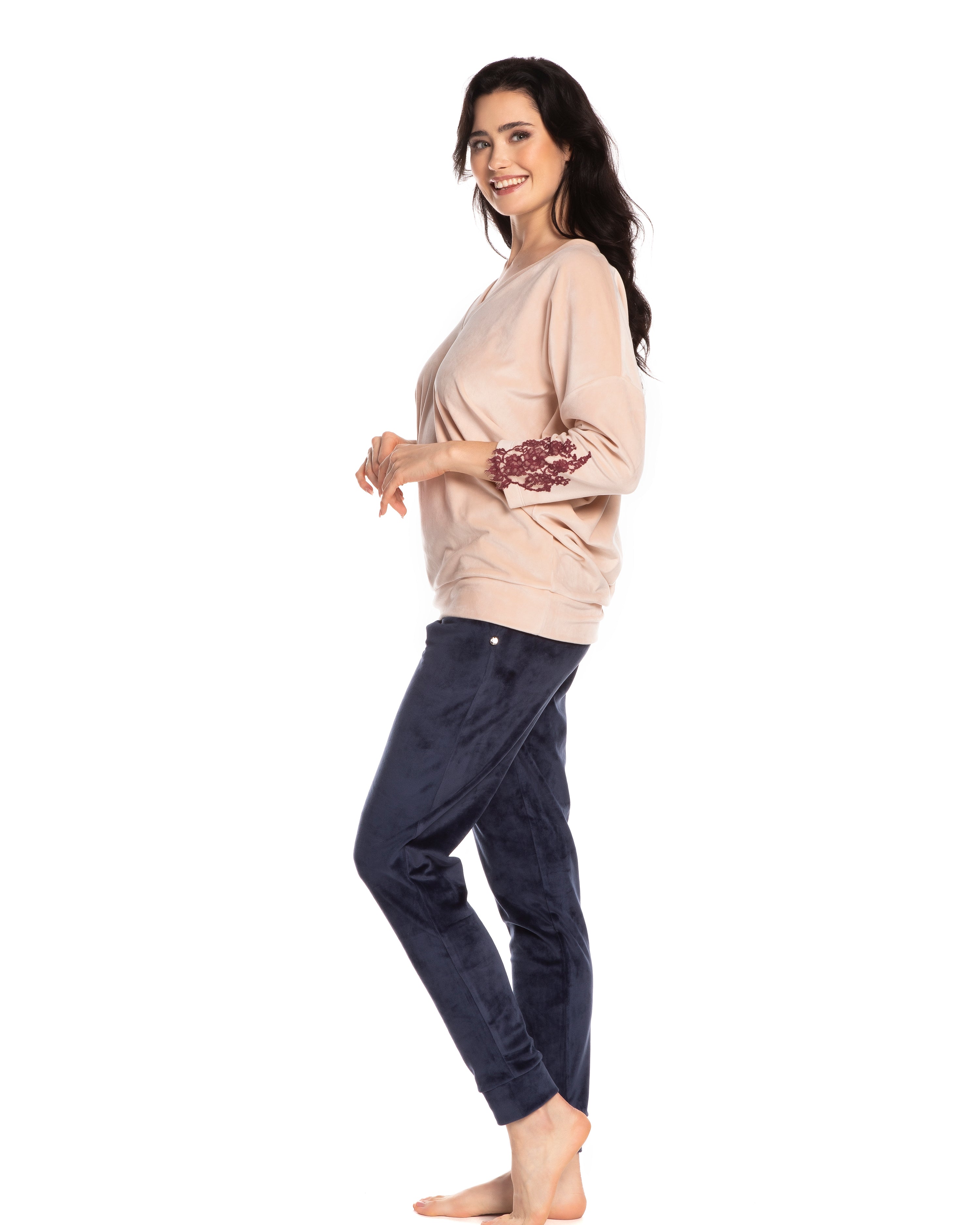 Velour home Set 0386 ecru/marsal