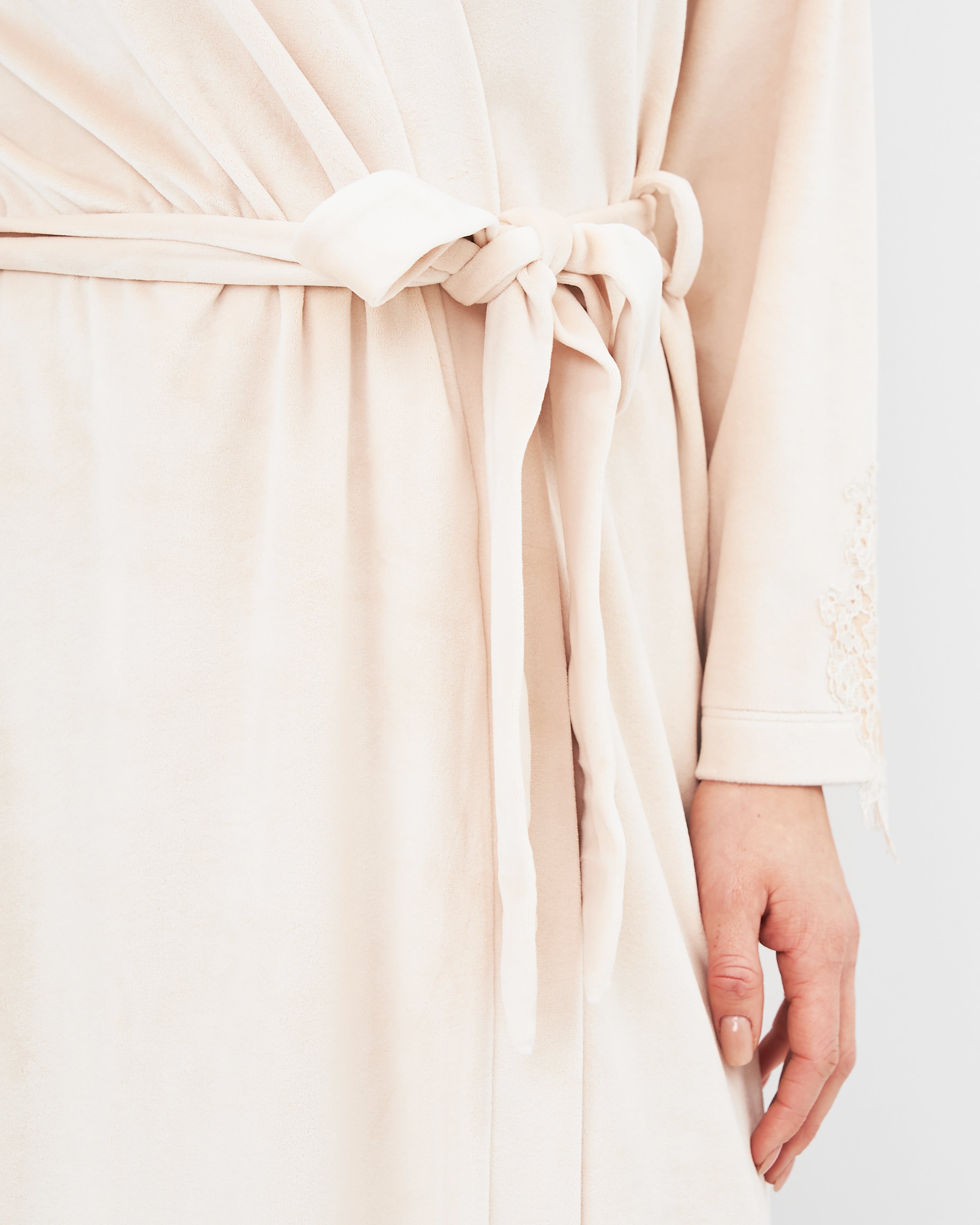 Velour long sleeve Robe 0387 ecru