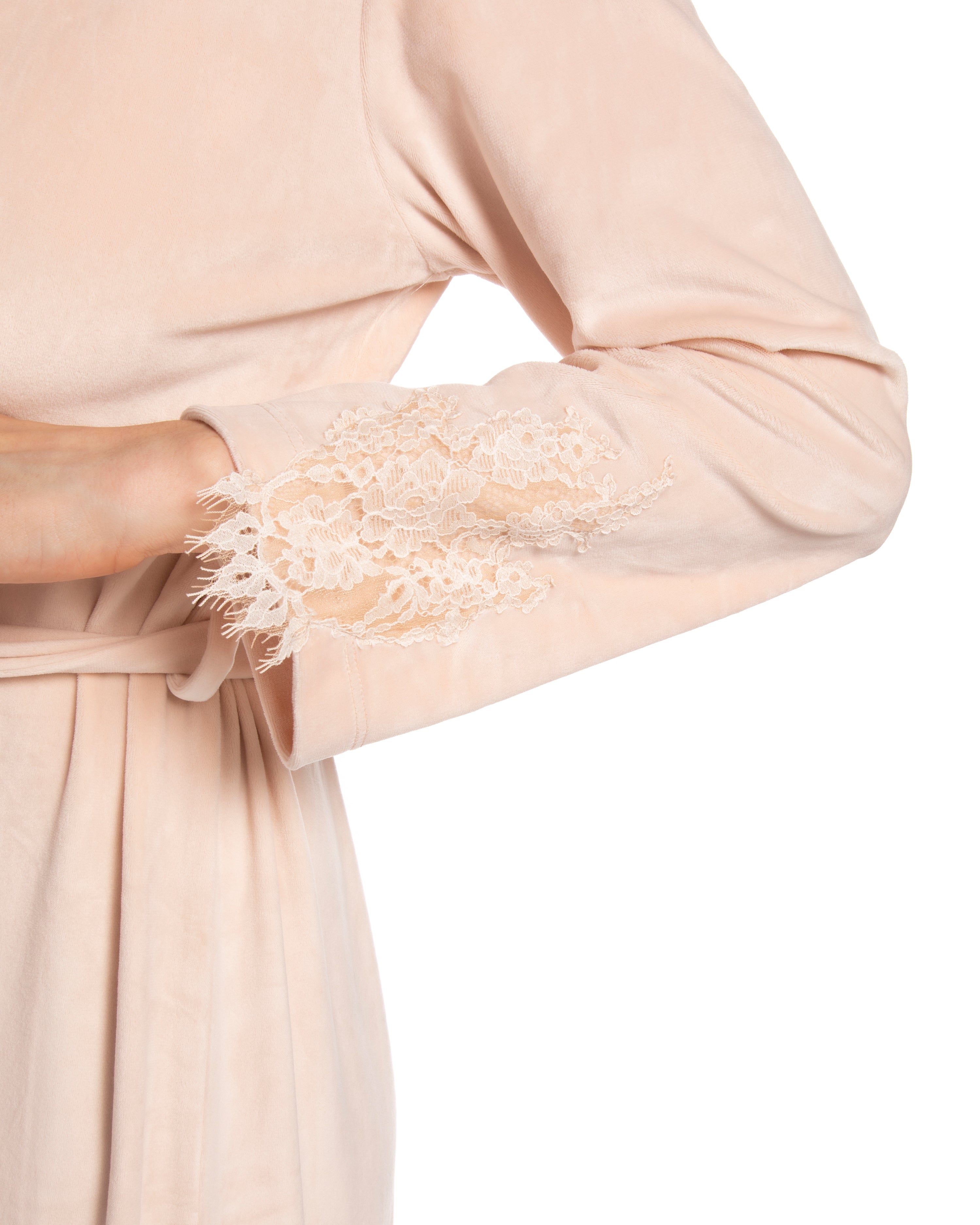 Velour long sleeve Robe 0387 ecru