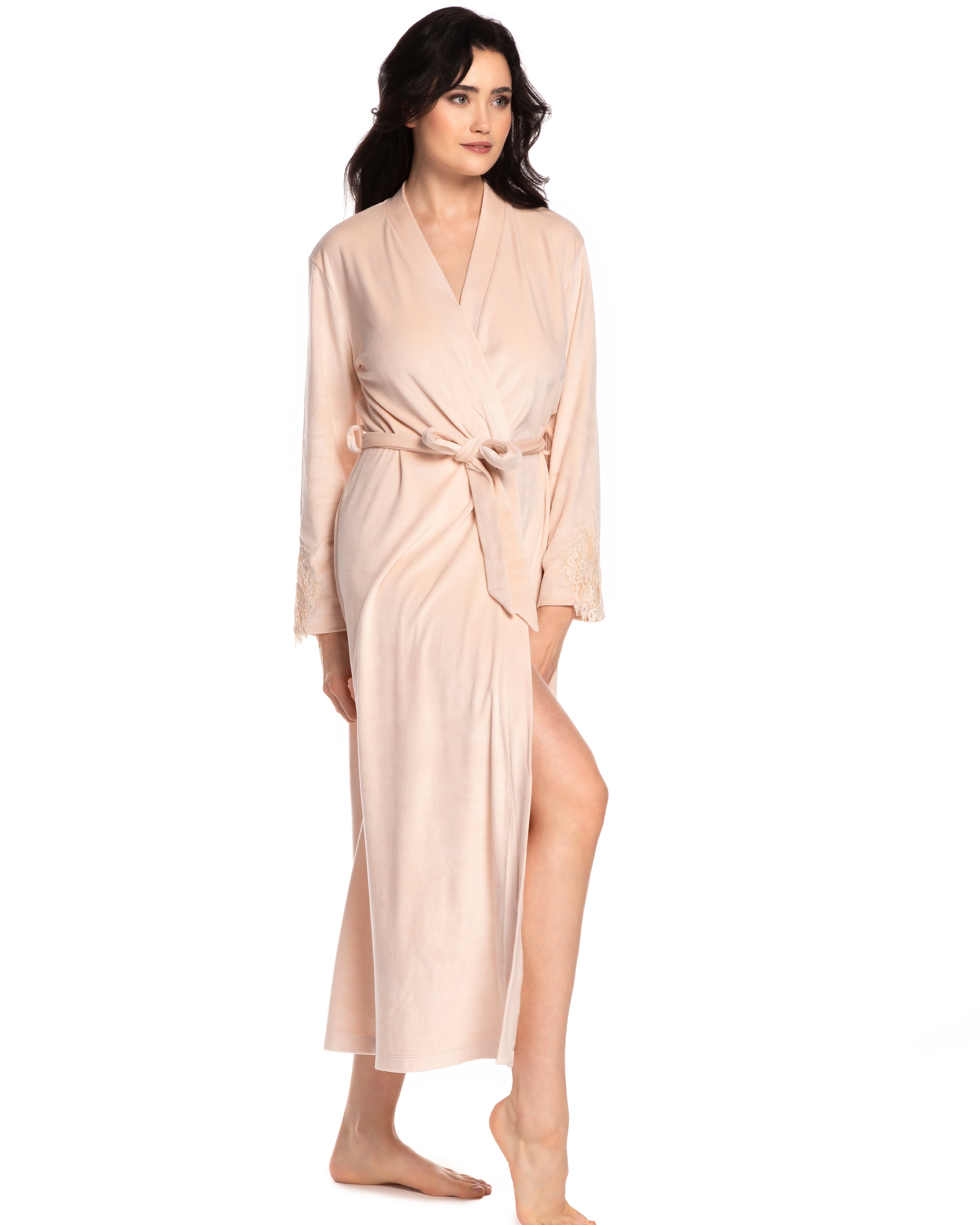 Velour long sleeve Robe 0387 ecru