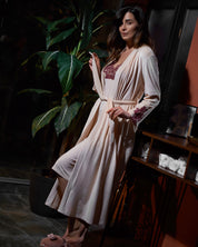 Velour long sleeve Robe 0388 ecru/marsal