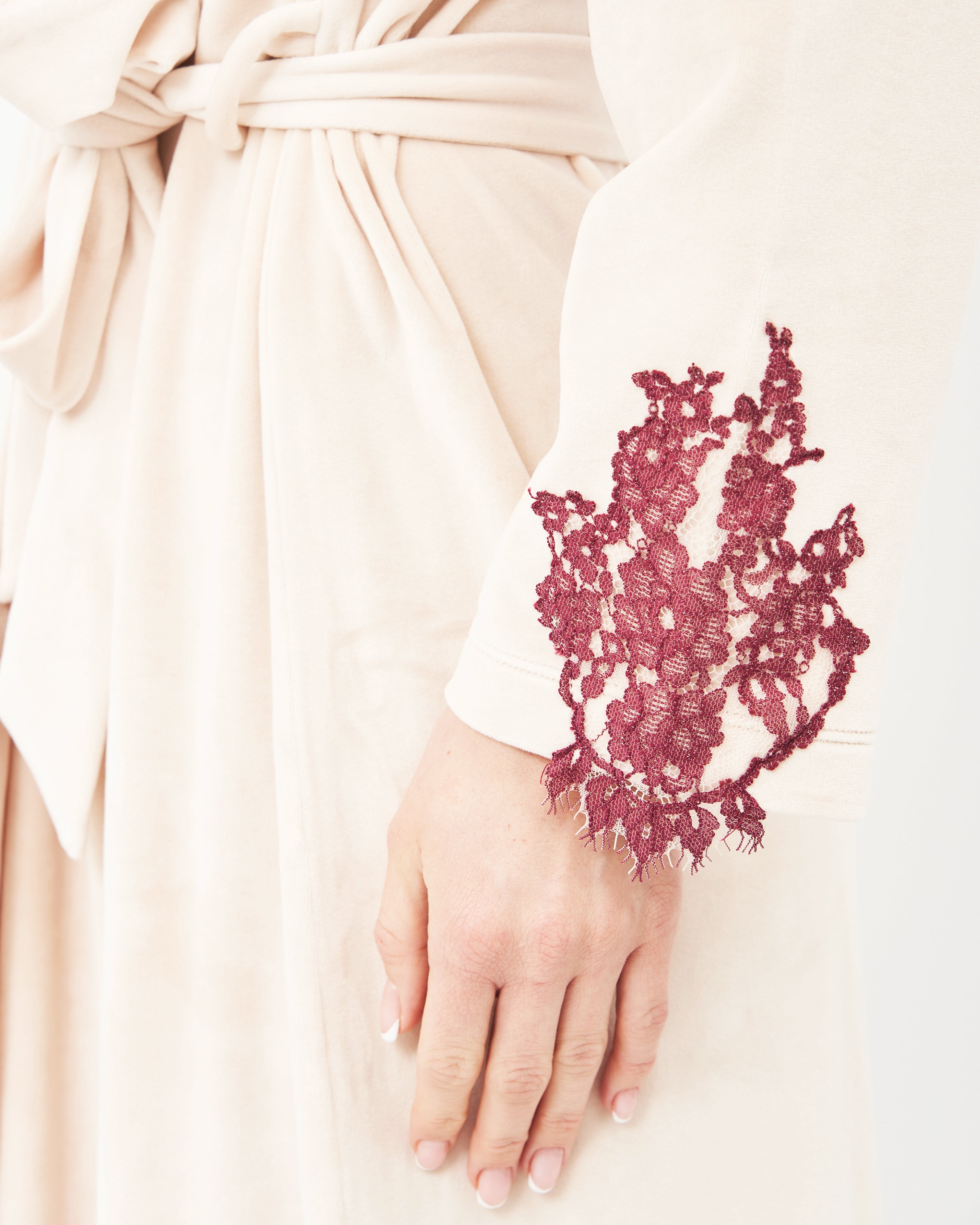Velour long sleeve Robe 0388 ecru/marsal