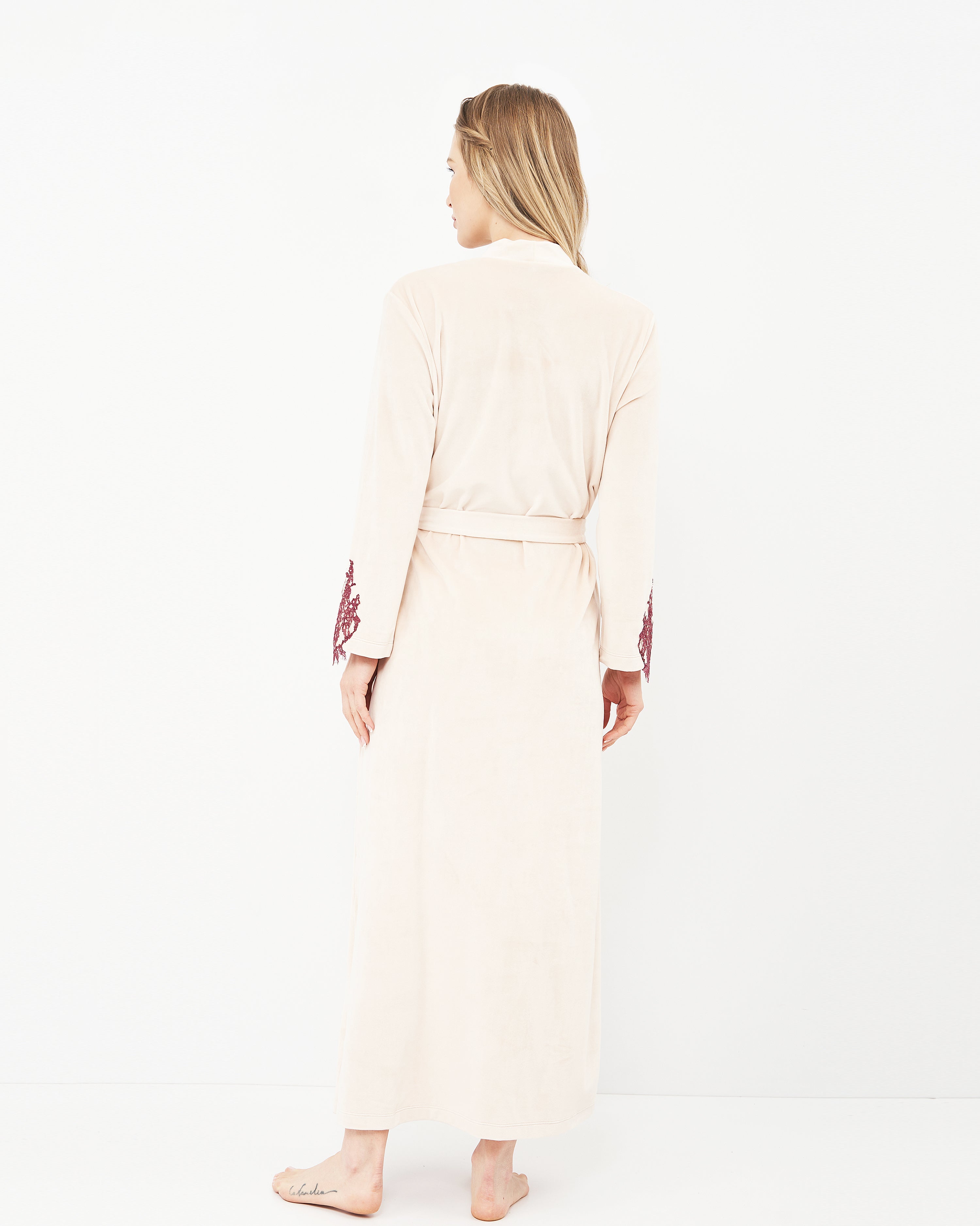 Velour long sleeve Robe 0388 ecru/marsal