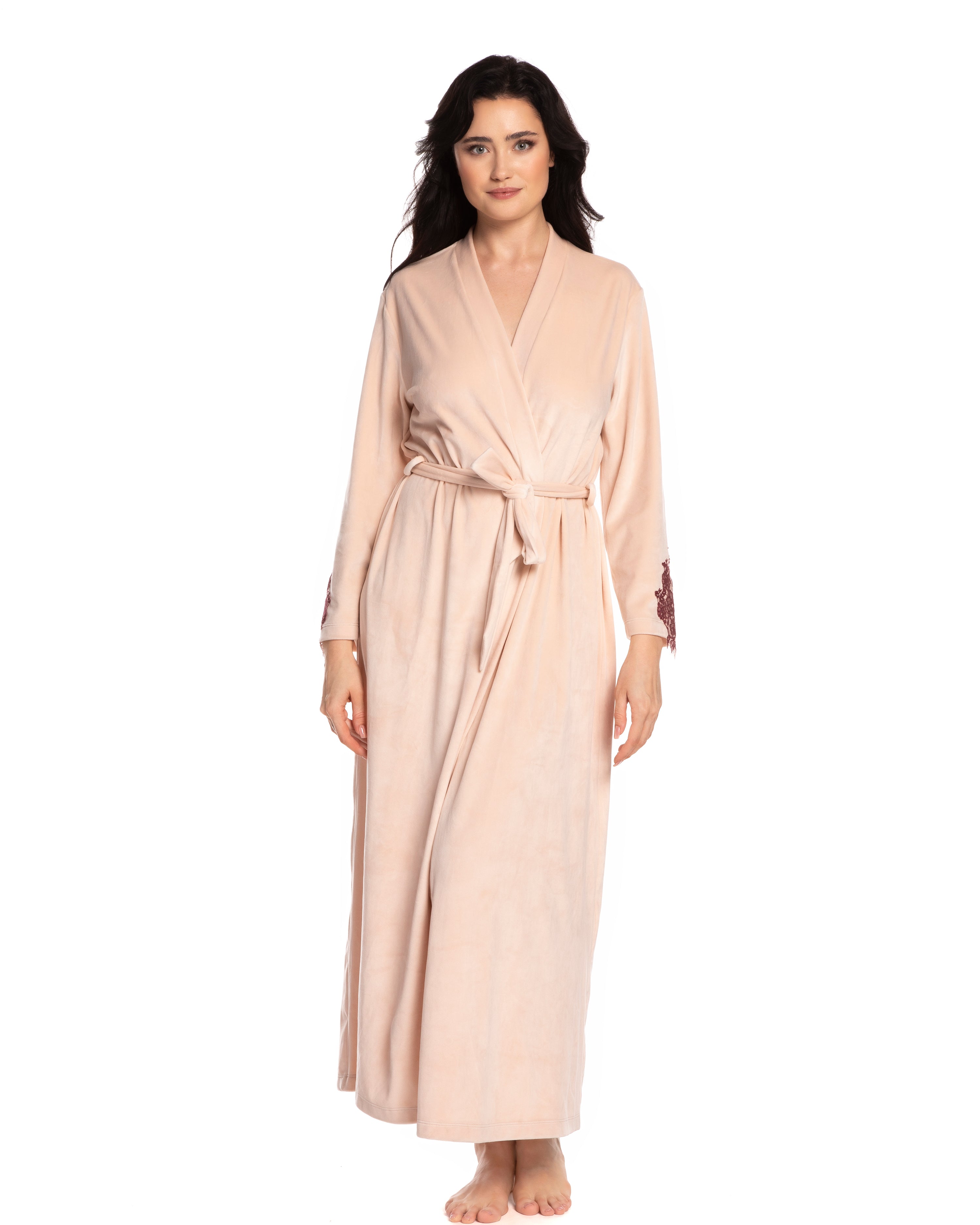 Velour long sleeve Robe 0388 ecru/marsal