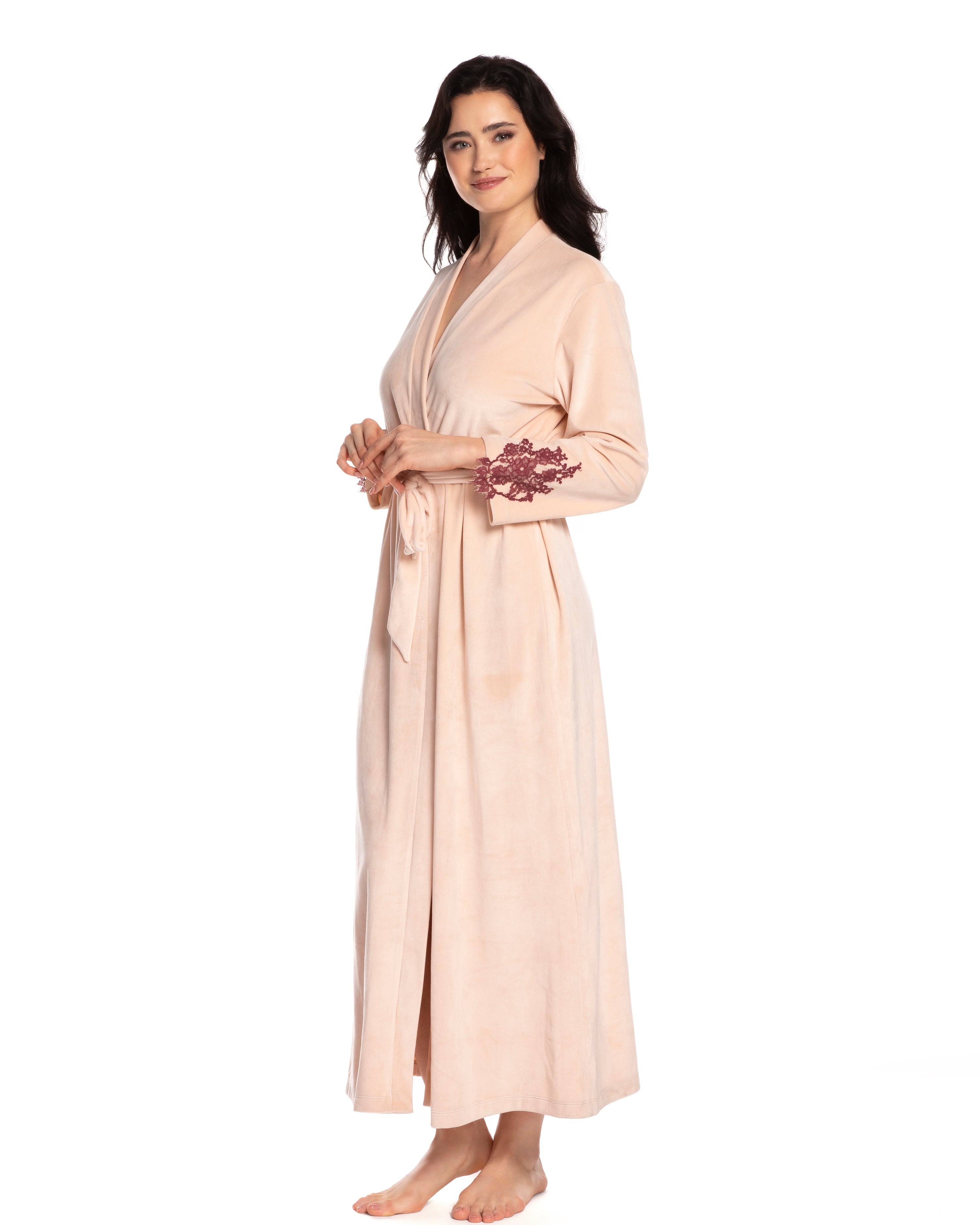 Velour long sleeve Robe 0388 ecru/marsal