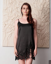 Silk Chemise spaghetti strap 04102SL black