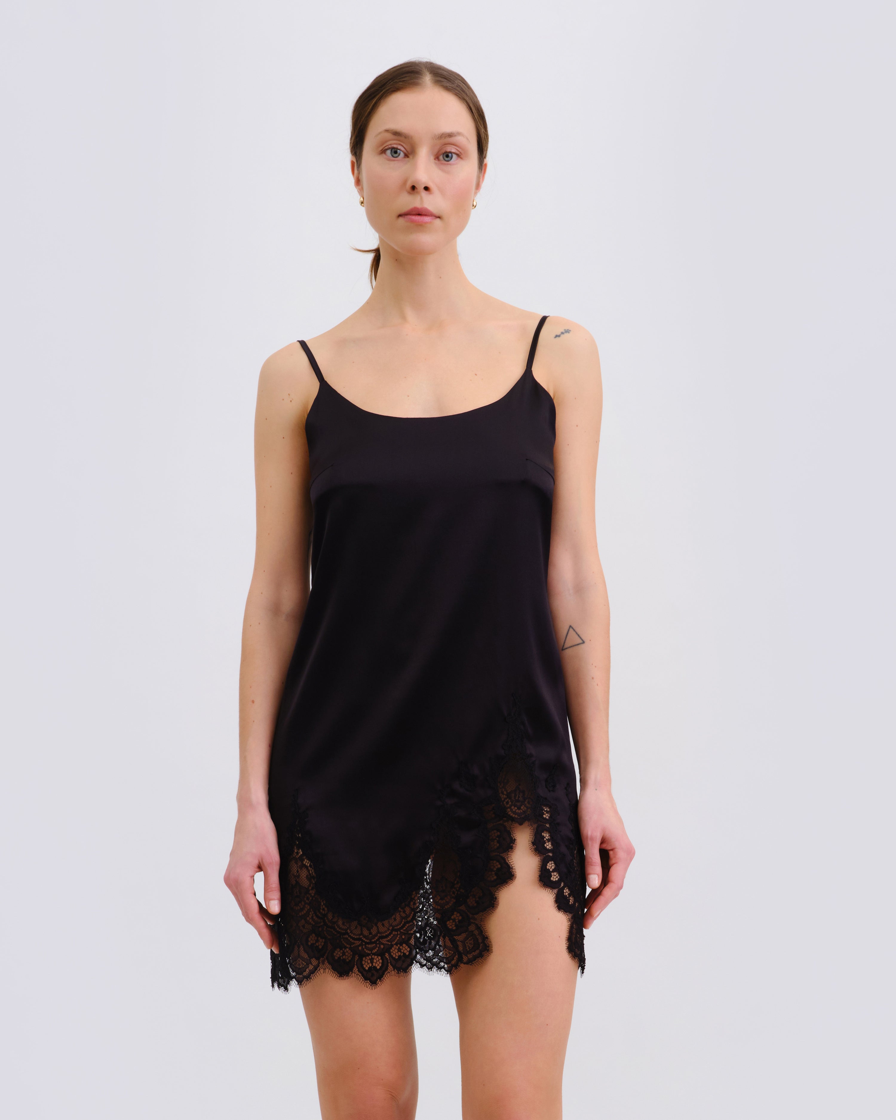 Silk Chemise spaghetti strap 04102SL black