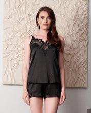 Silk cami shorts Set 04103SL black