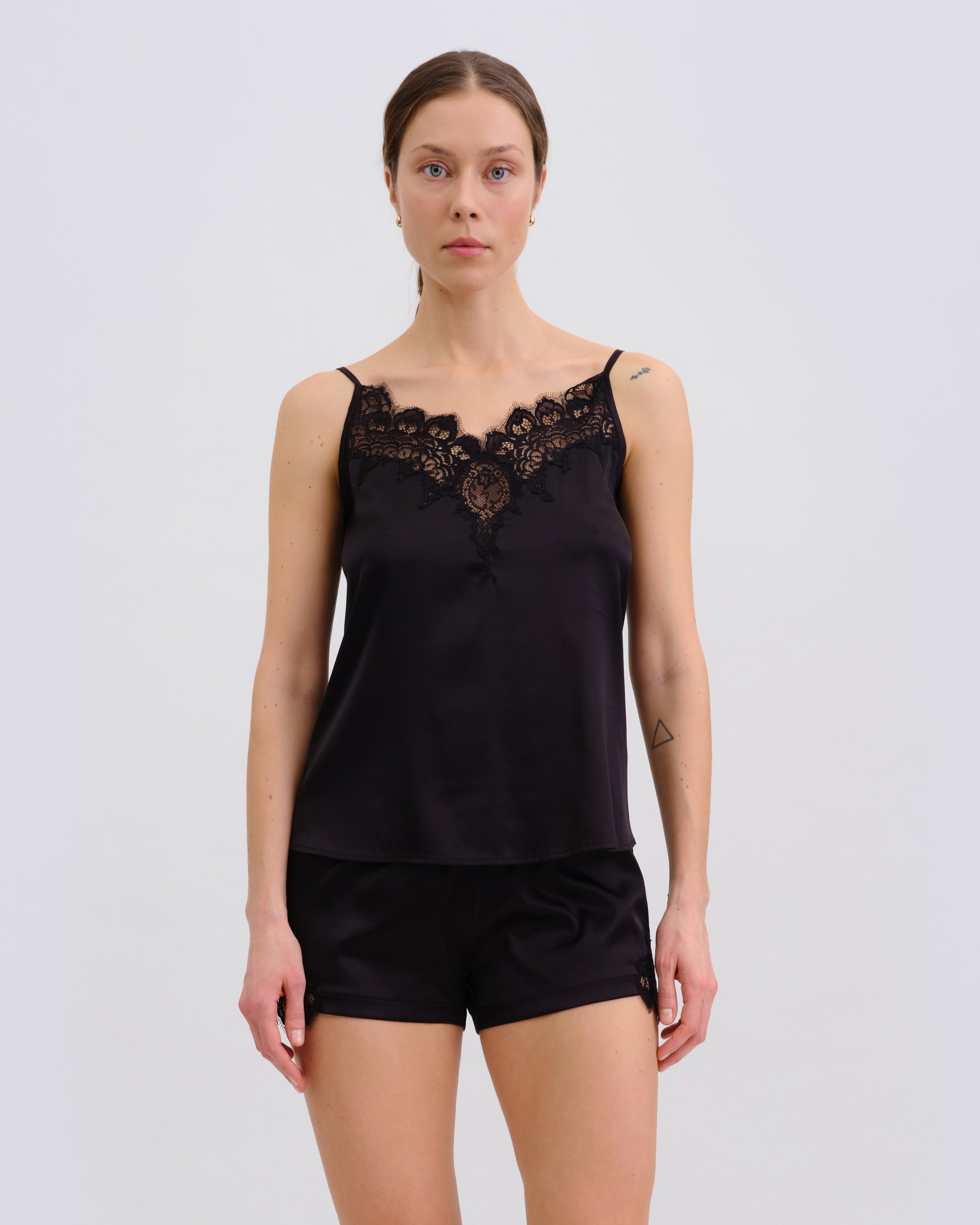 Silk cami shorts Set 04103SL black