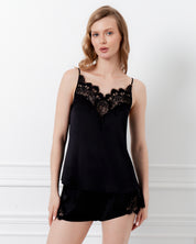 Silk cami shorts Set 04103SL black