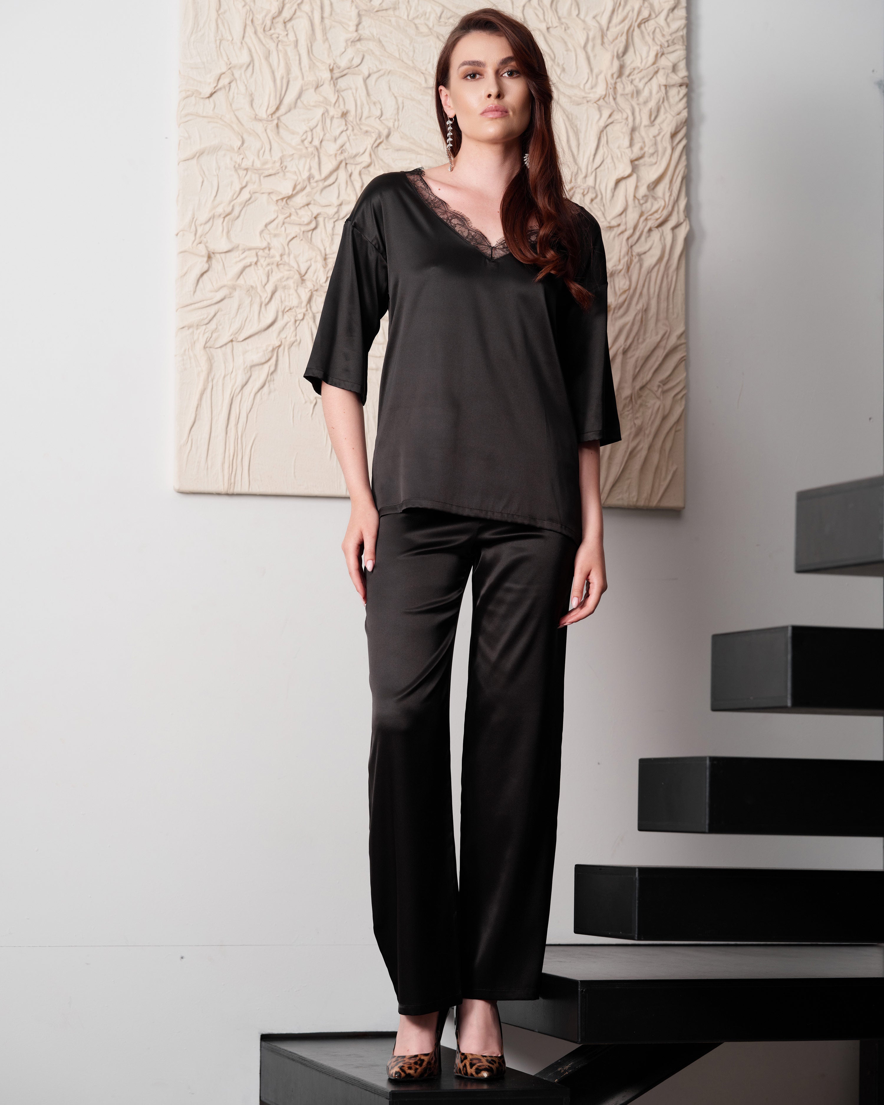 Silk loungewear Set 04105SL black