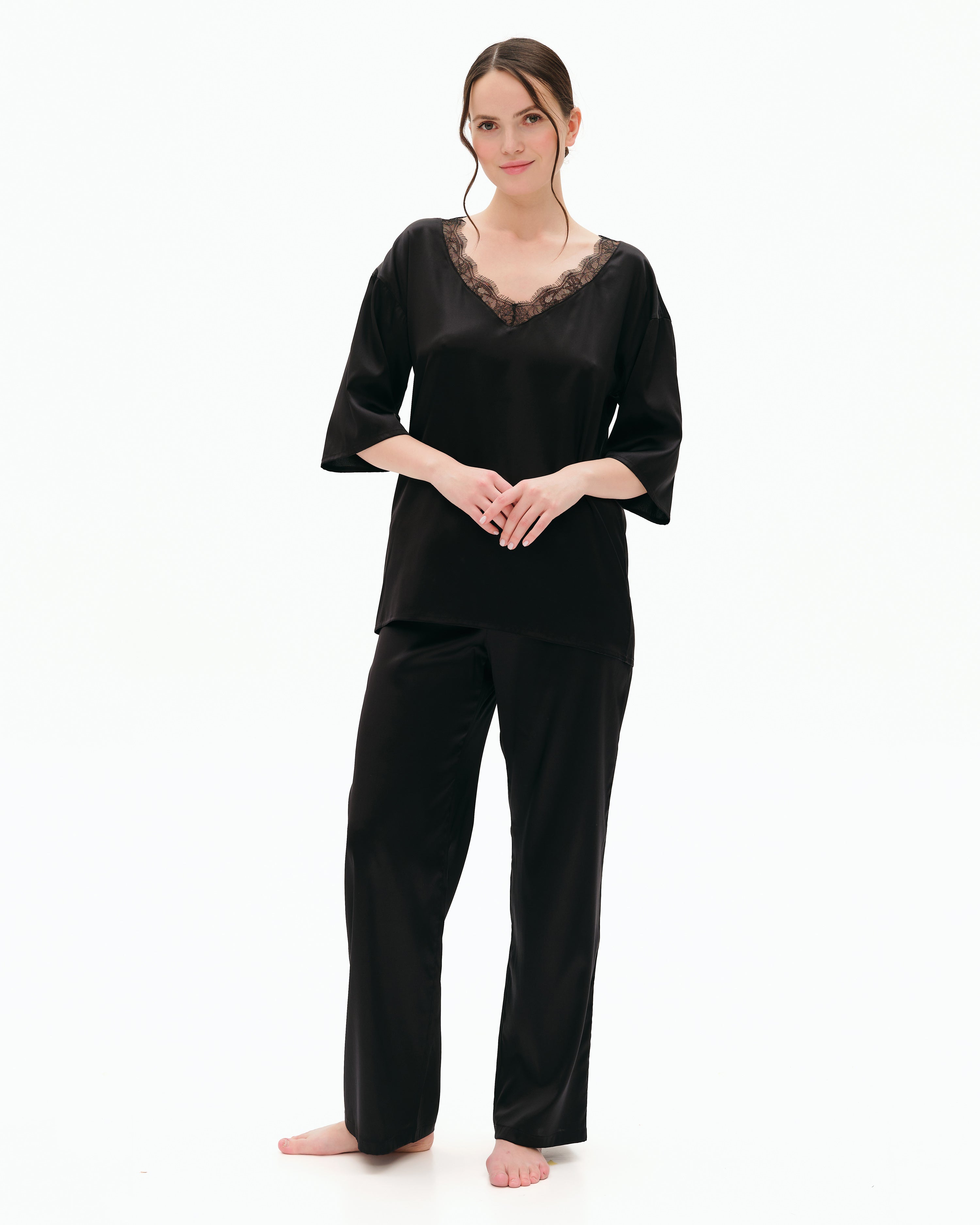 Silk loungewear Set 04105SL black