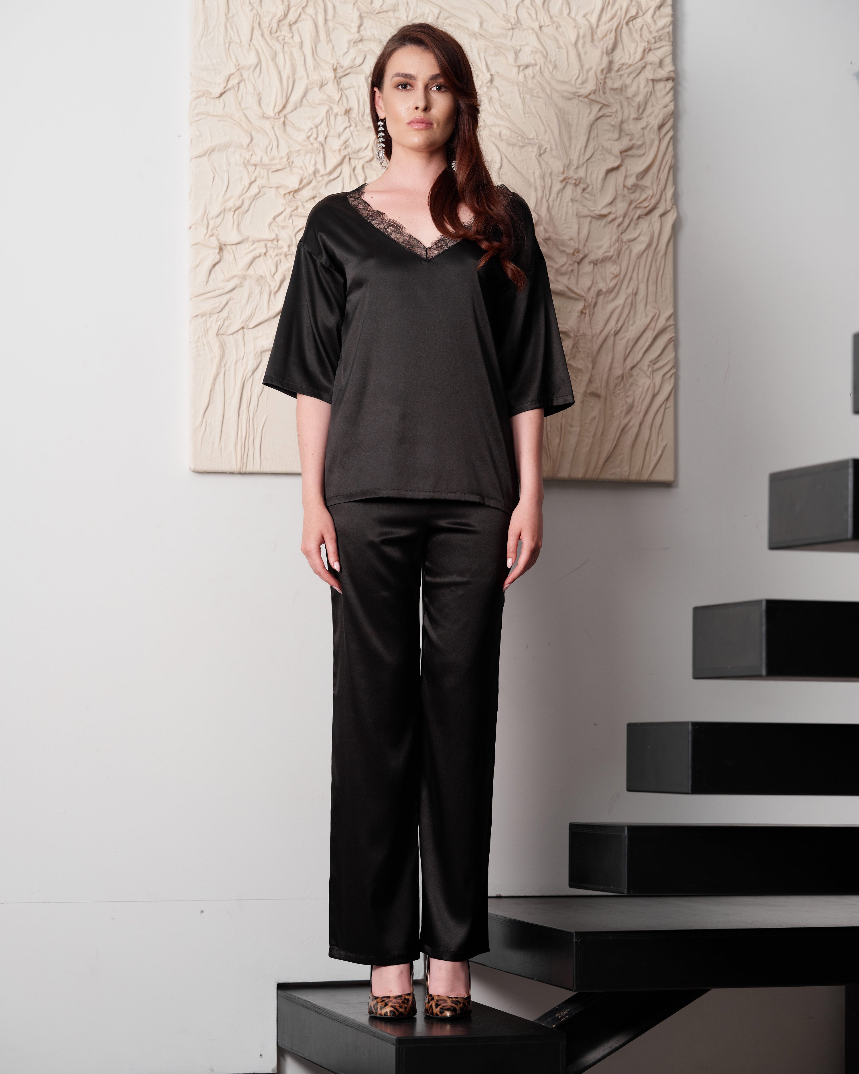 Silk loungewear Set 04105SL black