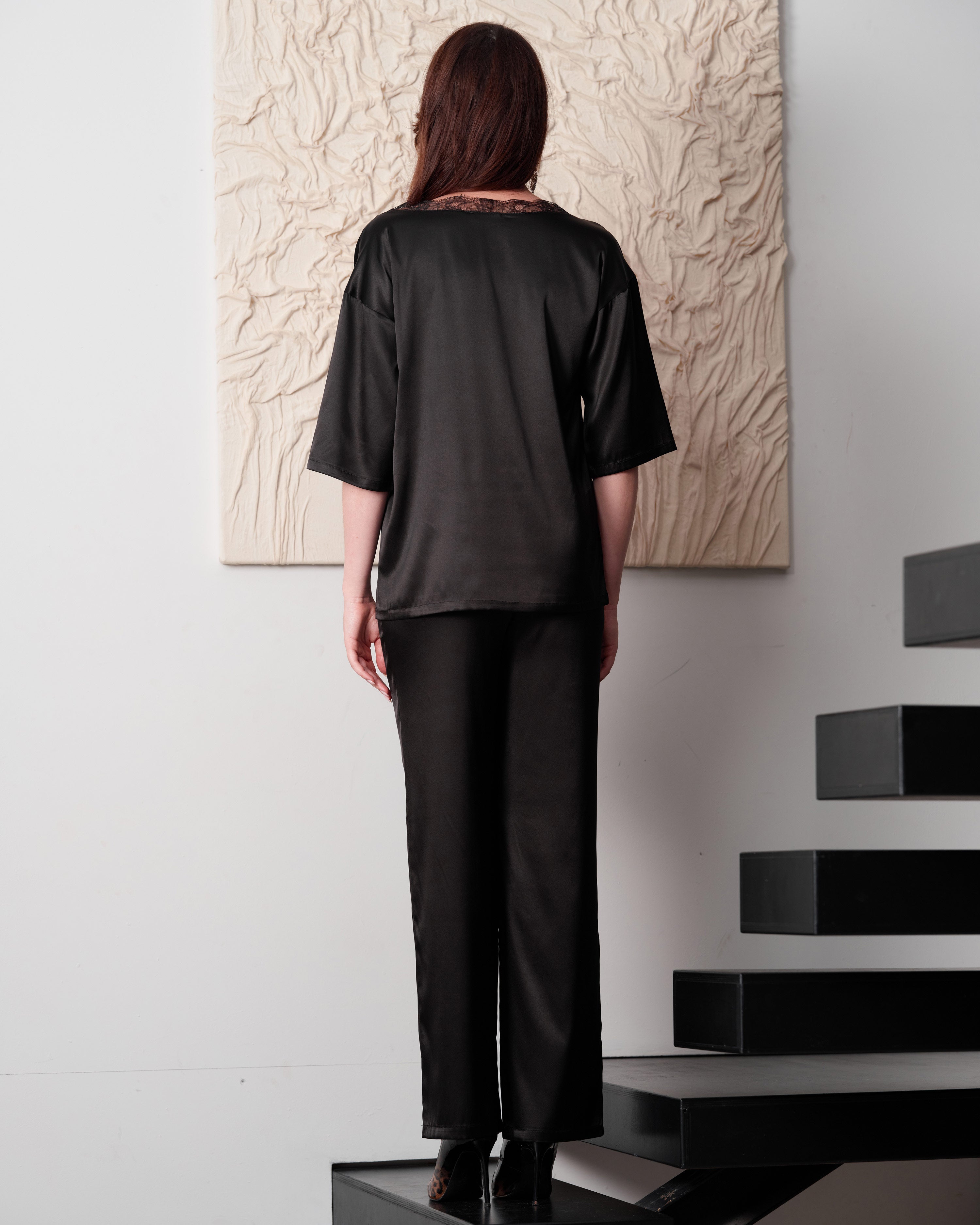 Silk loungewear Set 04105SL black