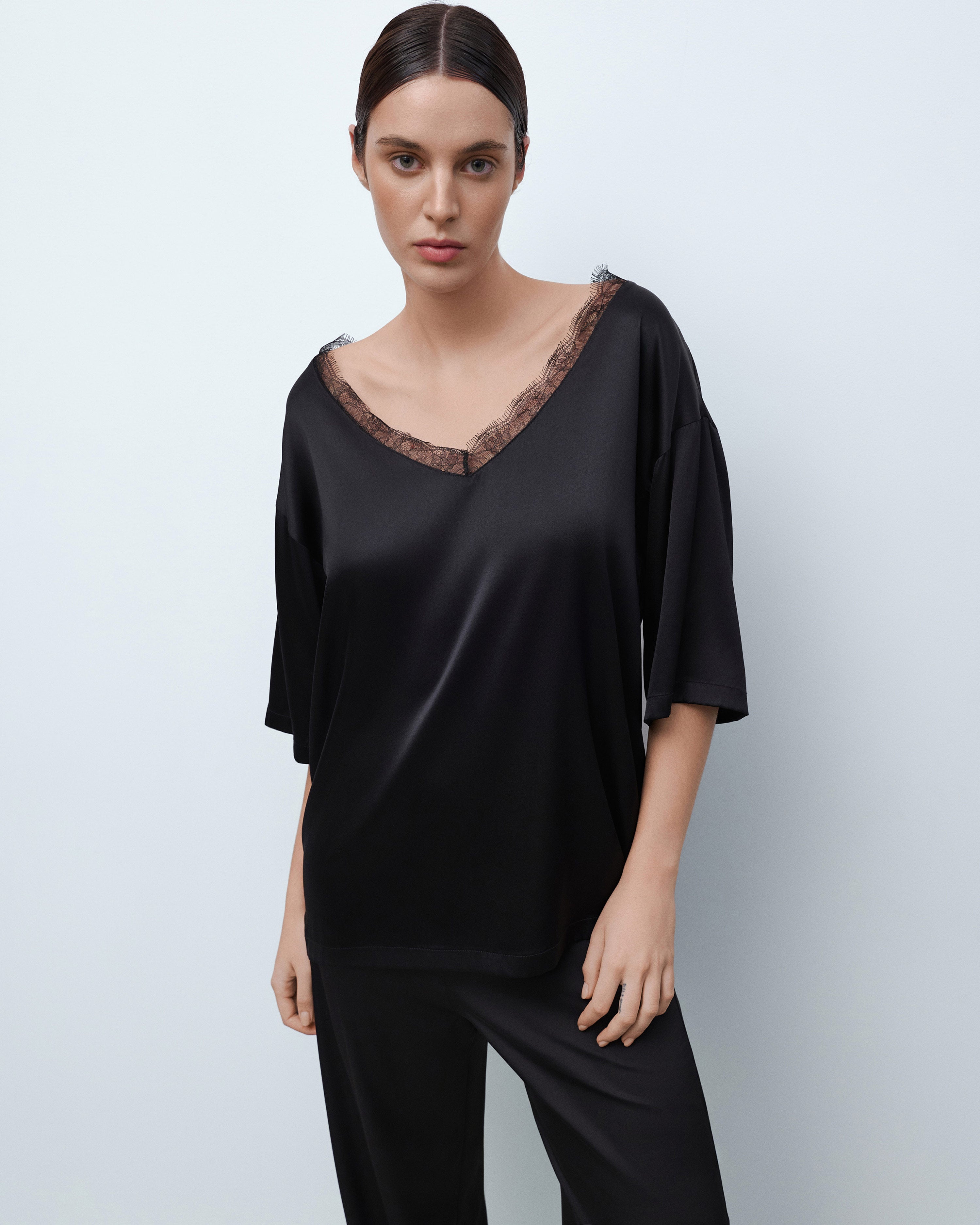 Silk loungewear Set 04105SL black